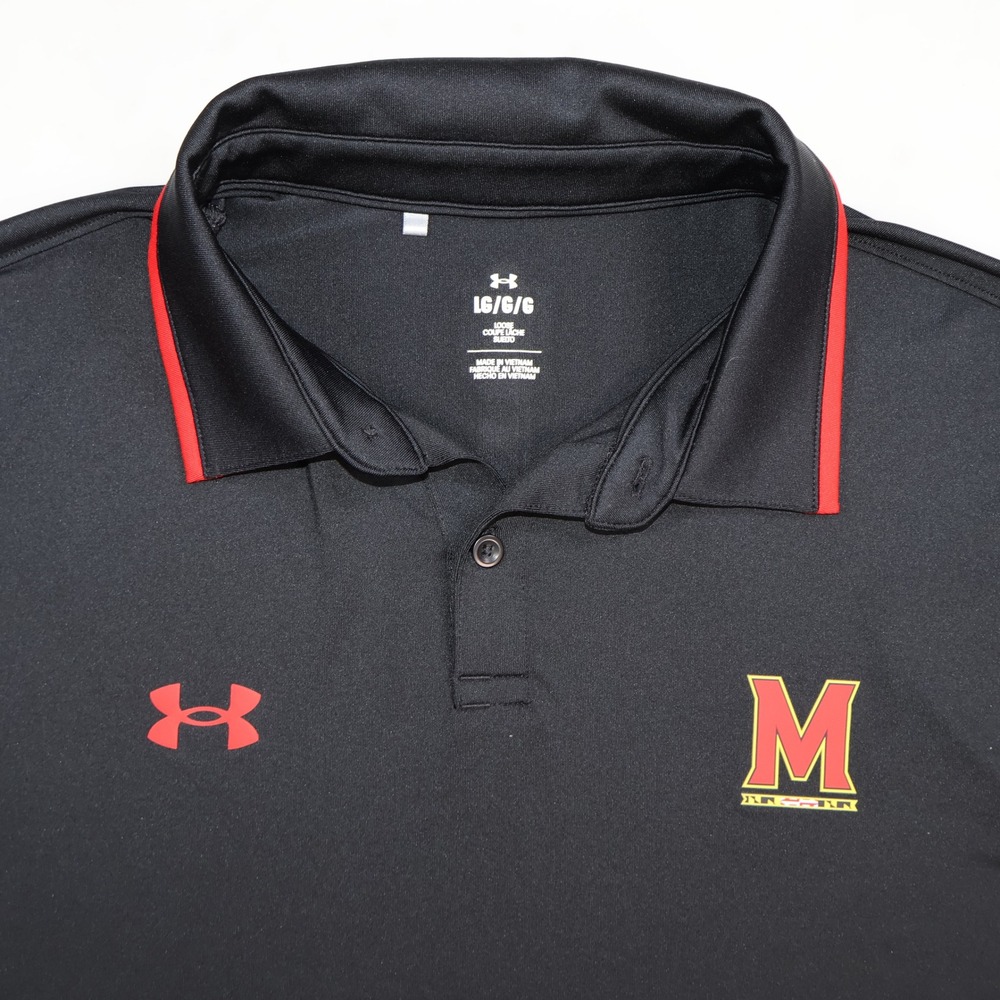 Under Armour Maryland Terrapins Mens Large Black Red Performance Polo